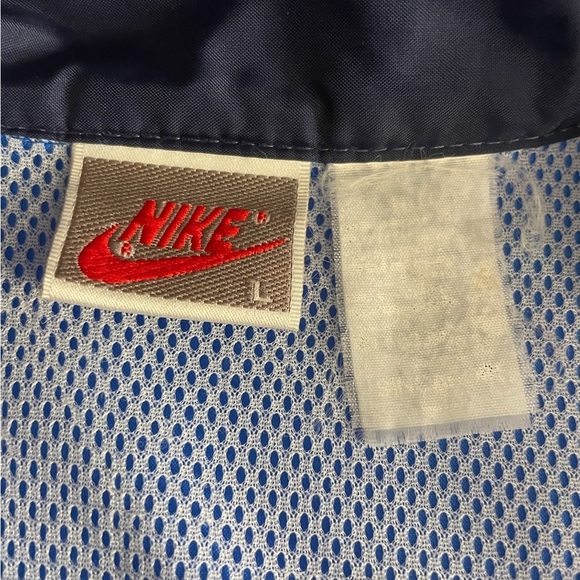 Vtg Nike ‘90s Blue Colorblock Windbreaker pullover 1/4 zip Jacket size large - Picture 10 of 10